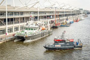 Photo from Oceanology International 2016, showing the Dockside Exhibition Area