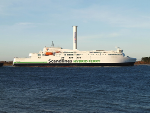 An illustration of M/V Copenhagen with a Norsepower Rotor Sail. (Photo: Scandlines)