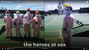 “Weathering the Storm” salutes heroes of the sea in turbulent times. Image: Clip from Weathering the Storm video.