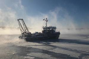A Coast Guard Aids to Navigation Team South Portland 49-foot Buoy Utility Stern Loading (BUSL) boat in Fore River, Maine. A BUSL is used to service buoys and can also be used for ice breaking operations.
U.S. Coast Guard photo