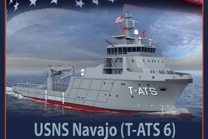 An artist rendering of the future USNS Navajo (T-TATS 6). (U.S. Navy photo illustration)