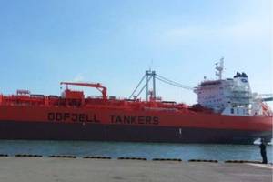 Delivered to Odfjell in the third quarter was Bow Trident, the third of four coated chemical tankers from the Hyundai Mipo yard in South Korea (Photo courtesy of Odfjell)