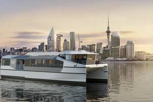 EV Maritime’s EVM200 battery electric commuter fast ferry, of which the first two are nearing completion in New Zealand for public transportation authority Auckland Transport. (Image: EV Maritime)