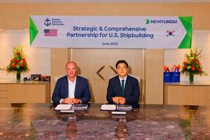 Hannae Choi, Vice President and Head of Corporate Planning Division at HD Korea Shipbuilding & Offshore Engineering (right), and Dino Chouest, Executive Vice President of ECO. Image courtesy HD Korea Shipbuilding & ECO