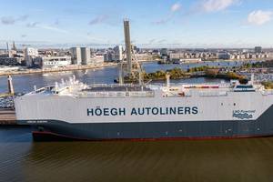 Höegh's slab-sided Aurora class is more than twice as efficient than its predecessor.
Image courtesy Höegh Autoliners