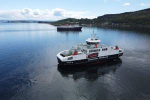 Loch Frisa passing Isle of Mull on her way to berth (Photo: CalMac Ferries)