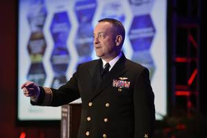 Rear Adm. Mat Winter, chief of naval research, discusses game changing technology for the warfighter during a keynote address at the 28th annual Surface Navy Association (SNA) National Symposium. (U.S. Navy photo by John F. Williams)