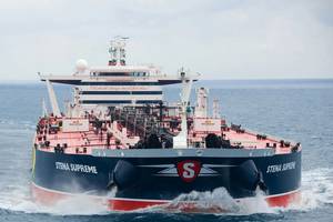 Stena Supreme, a Suexmax vessel owned by Concordia Maritime and employed on the spot market via Stena Sonangol Suezmax Pool controlled by Stena Bulk and the Angolan state oil company Sonangol (Photo courtesy of Concordia Maritime)