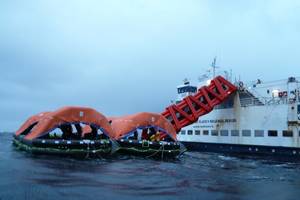SurvitecZodiac MES escape slide and rafts during heavy weather sea trials (Photo courtesy of Survitec)