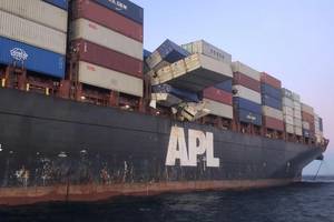 The 277-meter APL England lost dozens of containers overboard off the coast of Sydney, Australia in May. (Photo: AMSA)