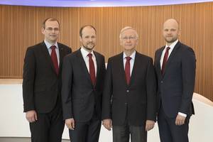 The Meyer Group leadership (from left): Thomas Weigend, Jan Meyer, Bernard Meyer and Tim Meyer. (Photo: Meyer Werft)