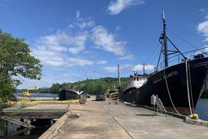 Three derelict vessels docked at the Port of Bridgewater will be removed from the marine environment by the Canadian Coast Guard. (Photo: Canadian Coast Guard)