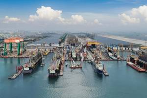 Three FPSOs, P-80, P-82 and P-83, in Seatrium's Tuas Boulevard Yard (Credit: Seatrium)