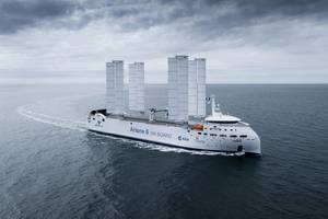 Wind-assist will likely take load off the propeller. Photo credits: © Jifmar Group Library / Tom Van Oossanen and AYRO.
