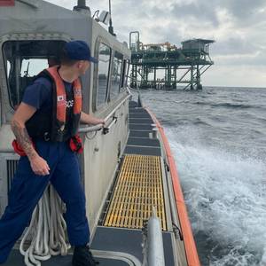 U.S. Coast Guard Saves Three Boaters Stranded on Offshore Oil Platform