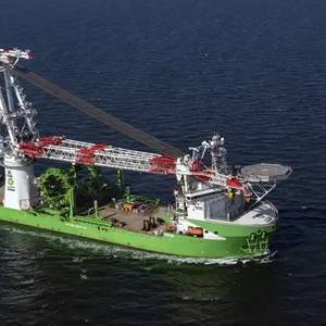 In a First for the U.S., DEME Installs 3,000 Ton Offshore Substation for Vineyard Wind 1