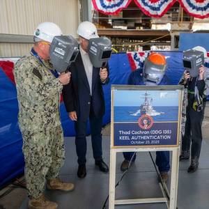 Ingalls Shipbuilding Authenticates Keel of Missile Destroyer Thad Cochran