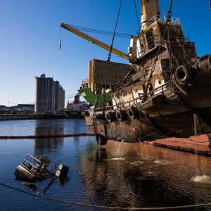 Sunken Tugs Recovered from the Bottom of the Mersey River