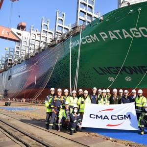 CSSC Jiangnan Launches LNG-fueled Box Ship for CMA CGM