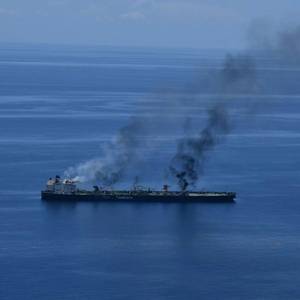 Houthi-hit Tanker Sounion Appears to Be Leaking Oil