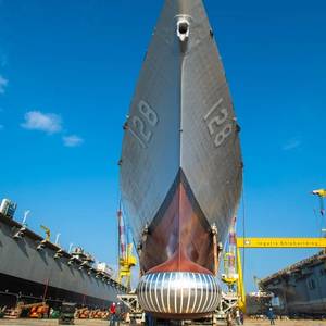 Ingalls Launches Guided Missile Destroyer Ted Stevens (DDG 128)
