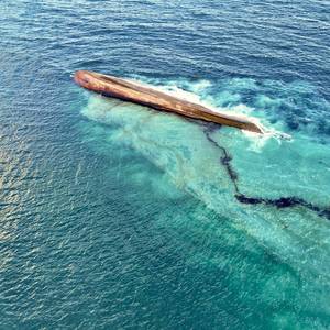 Sunken Ship Spilling Oil in Trinidad and Tobago