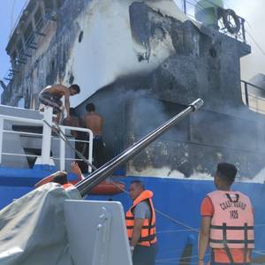 Cargo Ship Catches Fire Off the Philippines