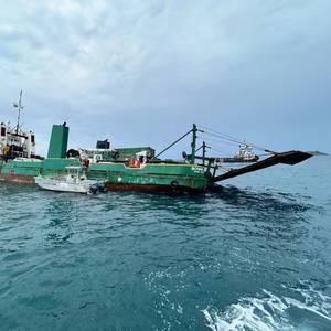 Grounded Cargo Ship Refloated in the Caribbean