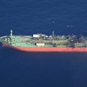 LPG-Laden Tanker on Fire Off Yemen