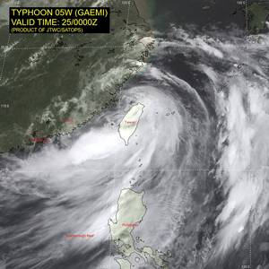 Typhoon Gaemi Sinks Ship off Taiwan