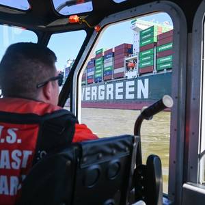 Evergreen Containership Still Aground Near Baltimore