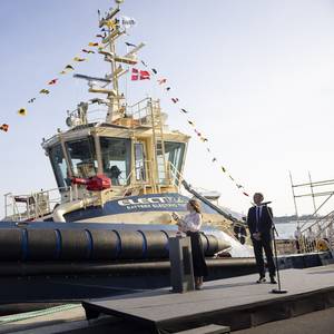 Denmark’s First Electric Tugboat is Named by Her Majesty Queen Mary