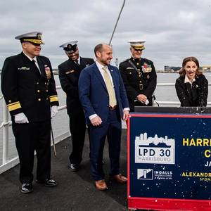 HII Christens Amphibious Vessel Harrisburg (LPD 30)