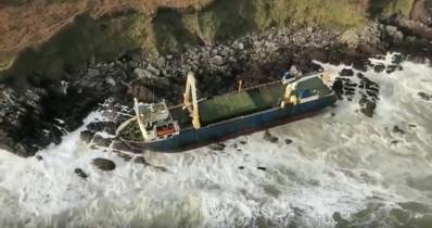 The 250-foot Tanzanian-flagged merchant ship Alta had been abandoned and adrift at sea for more than a year before running aground in Ireland earlier this week. (Photo: Irish Coast Guard)