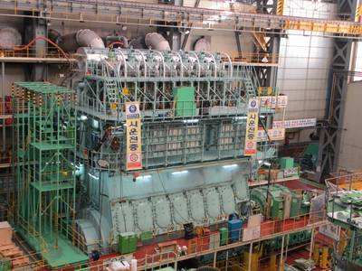 View of the new 7G80ME-C9.2 engine on the testbed in Korea