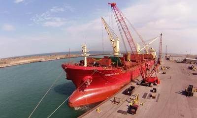 A bulk carrier alongside the pier (File photo: FedNav)