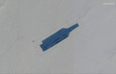 A carrier target in Ruoqiang, Xinjiang, China, October 20, 2021. (Satellite Image ©2021 Maxar Technologies)