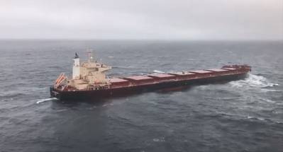 A crew member was medevaced from the bulk carrier Jal Kamadhenu roughly 250 miles off the U.S. West Coast (Image: U.S. Coast Guard)