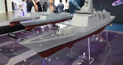 A model of Hanwha Ocean's Ulsan-class frigate (Source: Hanwha Ocean)