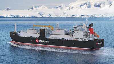 A rendering of Seaspan Energy’s 7600m3 LNG bunkering vessel which will service the Panama region. (Image: Seaspan)