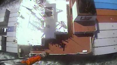 A USCG aircrew medevaced a crewmember from the Horizon Tacoma near Port Townsend, Wash. (Screenshot of USCG video courtesy of Air Station Port Angeles