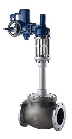 Actuated globe valve with flanged end connections
