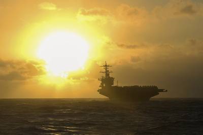 The aircraft carrier USS Theodore Roosevelt transits the Pacific Ocean, Jan. 1, 2021. U.S. Navy Photoby Navy Petty Officer 3rd Class Wade