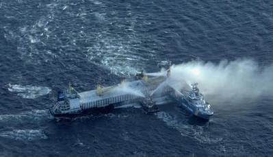 Almirante Storni vessel on fire - Credit: Swedish Coast Guard