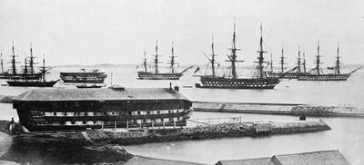 An 1862 photo of a prison hulk docked in Ireland Island, Bermuda. (Photo: UK Royal Navy)