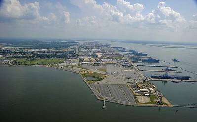 An aerial view of Norfolk Naval Station, the largest naval base in the world. (U.S. Navy photo by Mass Communication Specialist 1st Class Christopher B. Stoltz/Released)