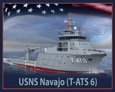 An artist rendering of the future USNS Navajo (T-TATS 6). (U.S. Navy photo illustration)