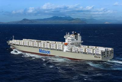 MAN Energy Solutions’ after-sales division, MAN PrimeServ, will retrofit the MAN B&amp;W 7S90ME-C main engine aboard the Daniel K. Inouye – a 3,600 teu containership in the Matson fleet – to an MAN B&amp;W 7S90ME-GI type capable of operating on LNG and fuel oil. Photo courtesy MAN Energy Solutions/Matson
