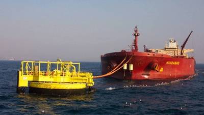 An example of a CALM buoy in operation (Credit: IMODCO Terminals)