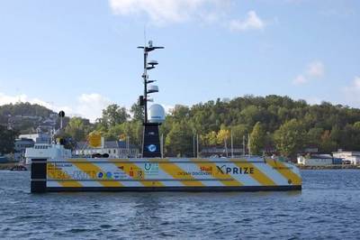 An example of an unmanned vessel, SEA-KIT’s Unmanned Surface Vessel USV Maxlimer Maldon, is capable of deploying and recovering an autonomous submersible craft. SEA-KIT are a finalist of the Shell Ocean Discovery X-Prize competition (Photo: MCA)